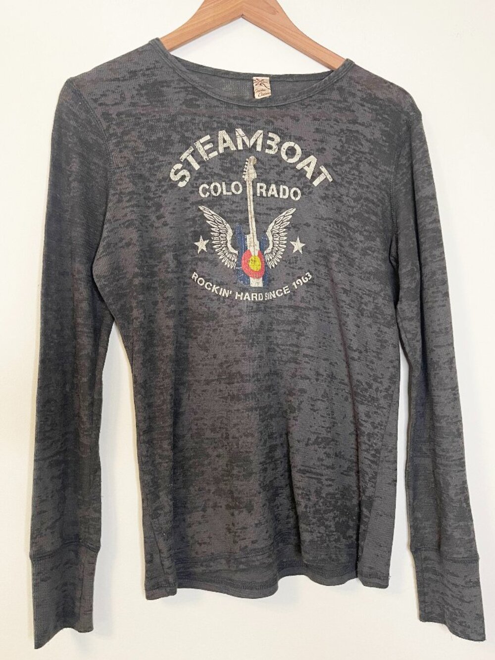 Coastal Classics Steamboat Colorado Burnout Graphic Long Sleeve Y2K Top XL